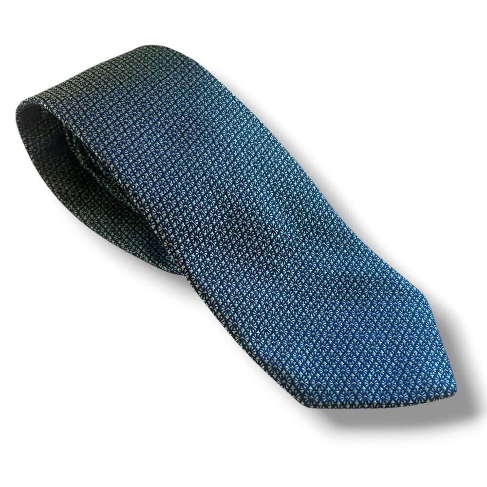 Thomas Pink Mens Blue Silk Neck Tie France Preppy Suiting Office Geometric Print